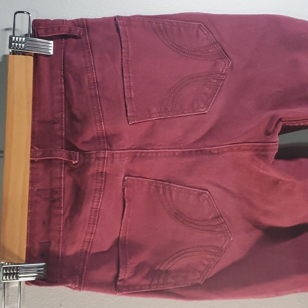 Hollister Burgundy Pants Womens Size 0 High-rise Super Skinny Classic Stretch - Picture 13 of 14
